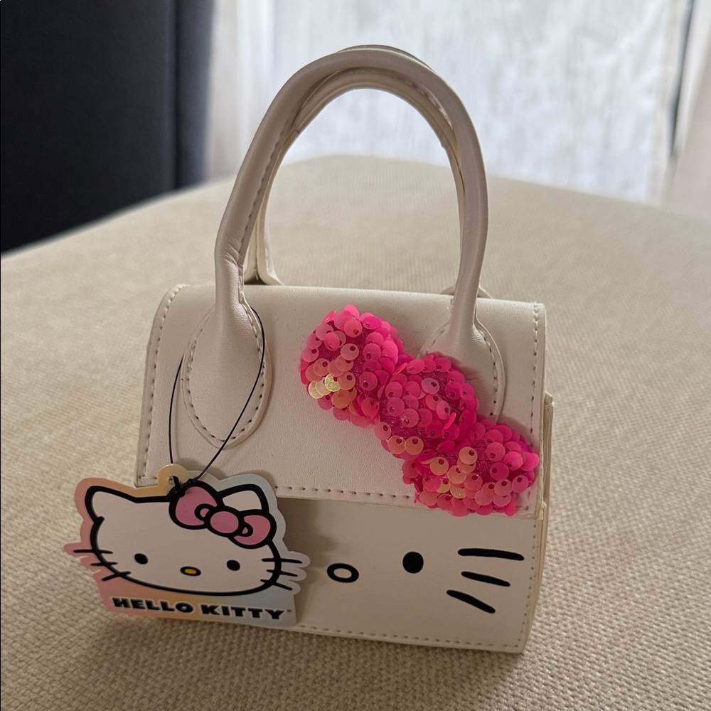 Hello Kitty Cream Mini Bag with Pink Sequin Bow